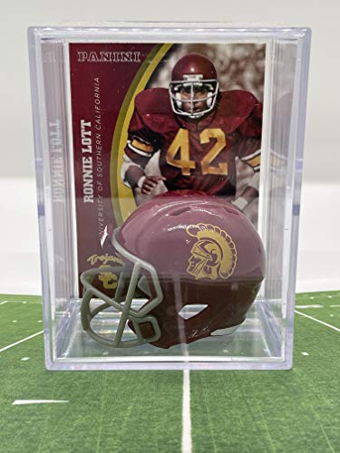 USC Trojans NCAA Helmet Shadowbox w/Ronnie Lott card