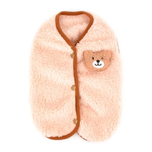 Zunea Fuzzy Hundepullover Mäntel für kleine Hunde, warmer Fleecepullover, Winterweste, Jacken mit D-Ring, niedlicher Bär, flauschig, Welpenkleidung, weich, ärmellos, kaltes Wetter, Haustierbekleidung