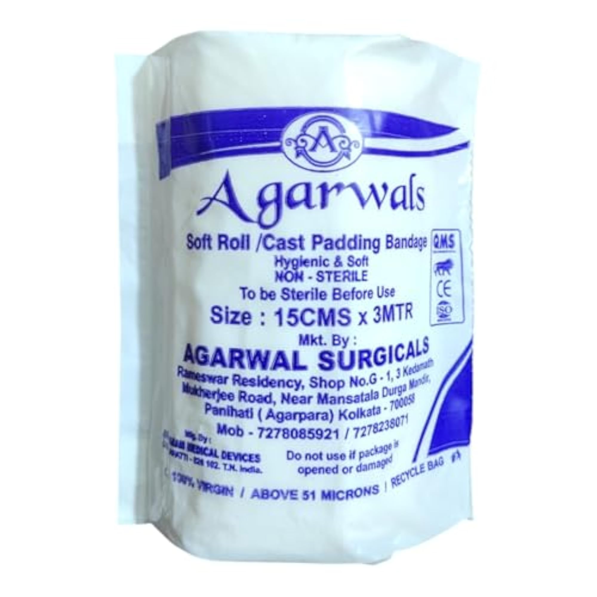 Soft Roll Orthopaedic Cast Padding Cotton Bandage, Pack of 2
