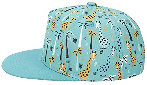 Muryobao Toddler Kids Boys Girls Adjustable Cotton Baseball Hat Flat Brim Trucker Dad Cap Child Summer Outdoor Uv Protection Sun Hat Giraffe Printing Cyan Age 4-8 #TOP23