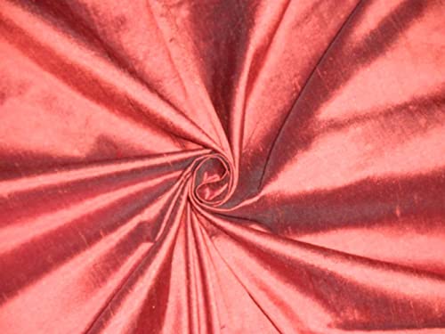 Tissu pure soie rouge rouille noir dupioni au mètre pour rideaux et mode