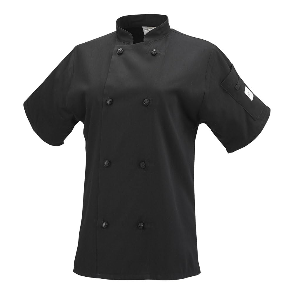 Mercer Culinary Millennia Women's Short Sleeve Cook Jacket with Cloth Knot Buttons
