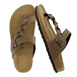 CUSHIONAIRE Libby Women's Braided Cork Sandals with Arch Support and Adjustable Strap – Comfortable Women’s Sandals, BROWN 6.5