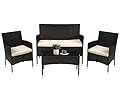 FDW Patio Furniture Set 4 Pieces Outdoor Rattan Chair Wicker Sofa Garden Conversation Bistro Sets for Yard,Pool or Backyard