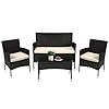 FDW Patio Furniture Set 4 Pieces Outdoor Rattan Chair Wicker Sofa Garden Conversation Bistro Sets for YardPool or Backyard