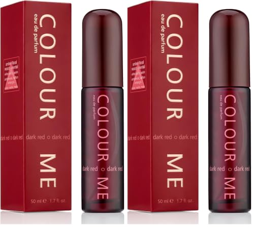 Image of COLOUR ME Milton-Lloyd Dark Red Perfume for Women - Amber Floral Woody Scent - White Peach and Jasmine Notes - Blended with Ambergris and Saffron - for Elegant Ladies - 1.7 oz EDP Spray (Pack of 2)