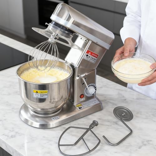 Multi-Functional 10L Dough Mixer Machine with Dough Hook, Whisk & Beater - Perfect for Baking Cookies, Cakes, Bread & More - Chef's Kitchen Essential