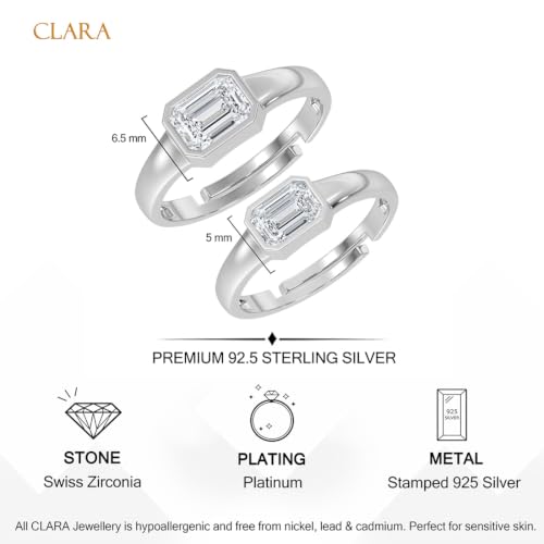 Image of Clara 925 Sterling Silver Adjustable Couple Ring for Men & Women