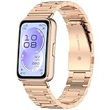 FTRONGRT Cinturino Compatibile con Huawei Band 11/ Band 11 Pro, Acciaio Inossidabile Cinturino di Ricambio + Telaio del Tavolo, Facile da Installare e Smontare. Oro Rosa