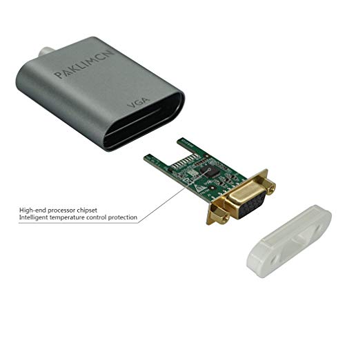 Paklimcn Usb-C To Vga Adapter Thunderbolt 3 With Gold-Plated Connector Usb3.1 Type C Wholesale For Vga Compatible For Dell Xps 13/Chromebook Pixel/Yoga 910/Miix 510/Surface Go (Grey) #TOP4