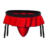 WINTOFW Sissy Pouch Panties for Men Crossdressers Men's Lingerie Skirt G-String Thongs Underwear Briefs with Garters