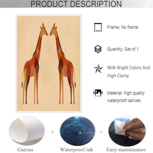 Cuadros decorativos de animales modernos en lienzo de 60x80cm marrón 5