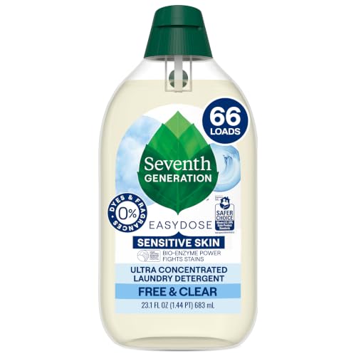 Seventh Generation EasyDose Laundry Detergent, Ultra Concentrated: 66 Loads, Free & Clear Designed for Sensitive Skin, 23.1 Fl Oz