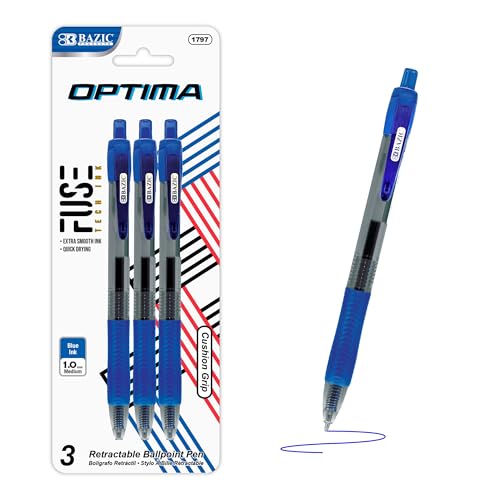 BAZIC PRODUCTS Bolígrafos retractiles azul 1.0 mm 3 unidades miniatura 1