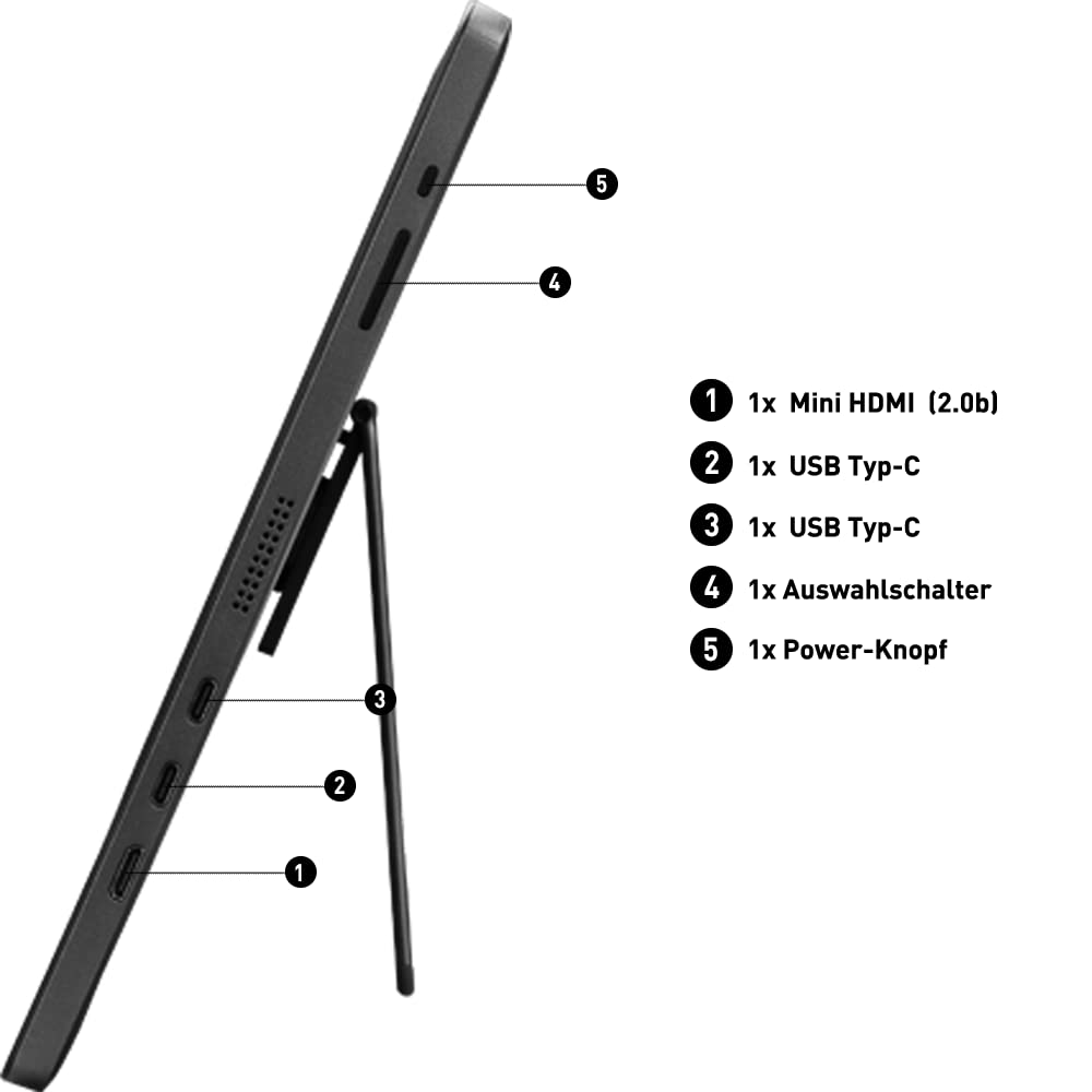 MSI PRO MP161DE portabler IPS Monitor 39,6 cm (15,6 Zoll), 60 Hz, FHD (1920x1080), Ultra Slim, USB Typ C, Mini HDMI, schwarz