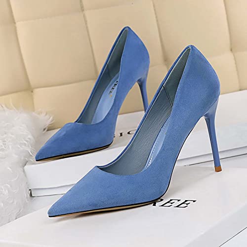 JOEupin Women's Classic 90mm High Heel Pumps Pointed Toe Office Work Dress Shoes4