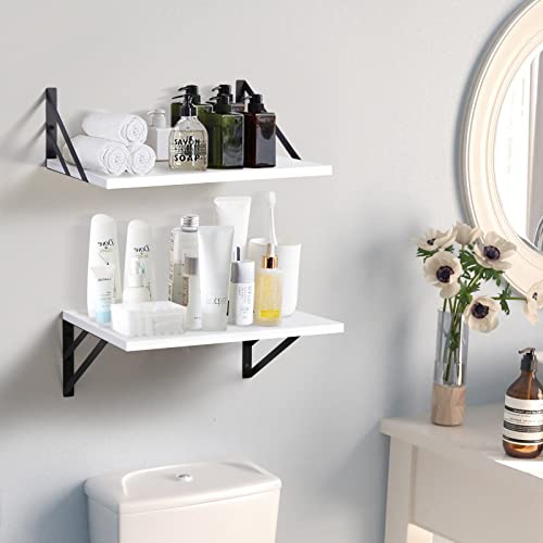 2 Pc Deep Floating Shelves ; 15.7” Long x 11.8” Deep Wall Mounted Hanging Shelves for Living Room, Kitchen, Office, Bathroom and Bedroom Decor; Storage and Display Shelf Set