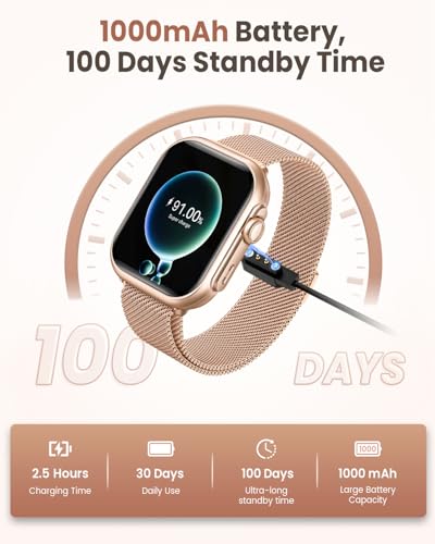 Image of Smart Watch for Android /iPhone, 5ATM Fitness Watches for Women with 110+ Sports Modes, Bluetooth Calls /Messages /App Notifications, Health Monitor Blood Pressure /Heart Rate /SpO2 /Sleep, Gifts for Women