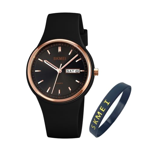 Montre de sport pour jeunes femmes SKMEI noire en silicone étanche avec date