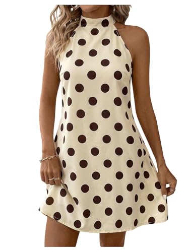 Image of Floerns Women's Sleeveless Floral Print Sundress Halter Neck A Line Short Dress