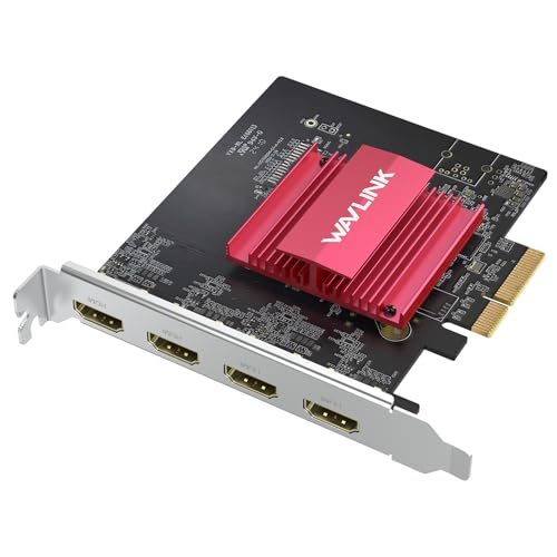 WAVLINK PCIE 4K Monitor Card - 4 HDMI Ports, Supports Extend 4 Monitors Output for Windows 11/10 & Ubuntu with DisplayLink DL7400(Non-Gaming GPU)