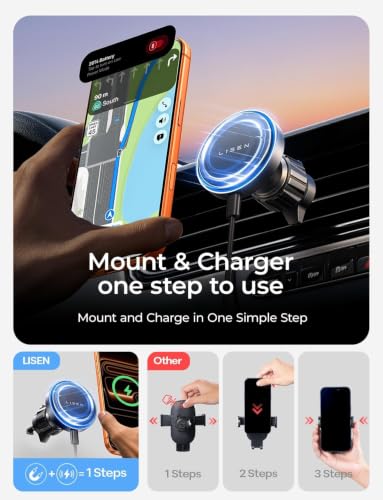 LISEN 15W MagSafe Car Mount Charger, Magnetic Phone Holders for Your Car - Image 3