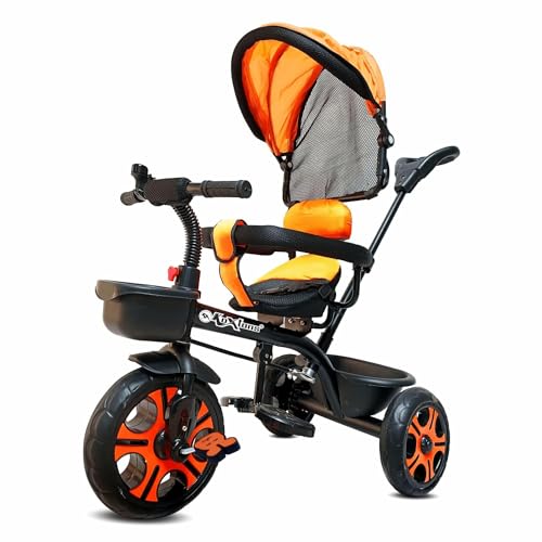 Image of Tricycle for Kids with Canopy and Comfort Seat - The Parents Choice for 1-5 Years Old, 30kg Max, Luxurious & Durable Trike. Advanced Parental Control Handle and Safety Belt, Black