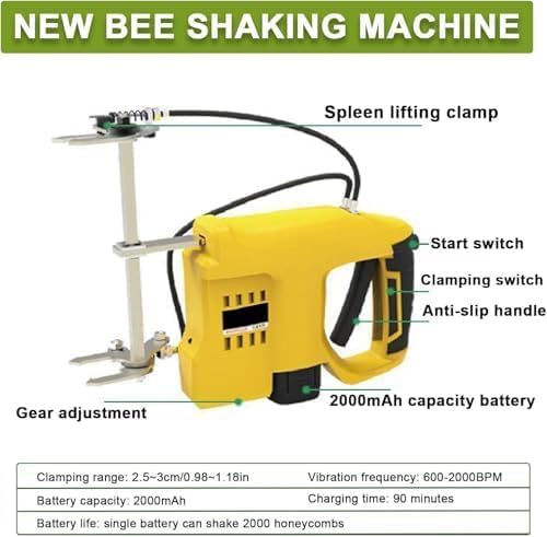 Beehive Frame Shaker, strumento di raccolta del miele senza fili con velocità regolabile e morsetto di sicurezza per apiari