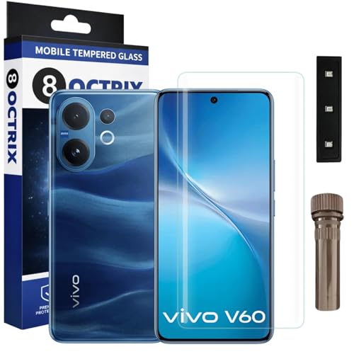 Image of Advanced Curved UV Tempered Glass Screen Protector for Vivo V60 5G | Transparent | Pack of 1 | Full Screen Coverage with UV Installation Kit