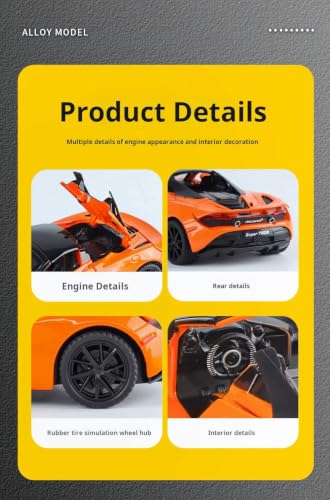 Image of 1:32 Scale McLaren 720s Convertible Alloy Pickup Car Toy Metal Pull Back Diecast Car with Openable Door and Sound Light, Gifts Toys for Kids【White】