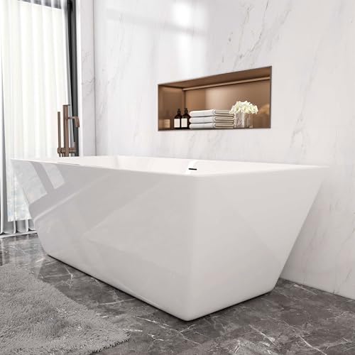 1700x800mm Modern Freestanding Double Ended Bath Integral Waste & Overflow
