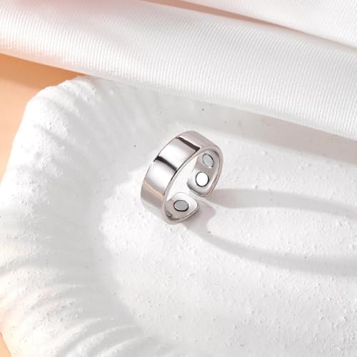 2PCS Magnetic Rings for Women Anti Snoring Ring Auvulis Migraine Rings Titanium Ion Magtherapy Lymphatic Drainage Rings Lymph Nodes Acupuncture Therapy Stainless Steel Ring For Women Men Health Jewelry Gifts4