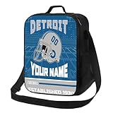 Detroit Lunch Box Custom Lunch Bag Gifts for Fans Men Women Personalized Name Number Adjustable Strap Sport Insulated Lunch Tote