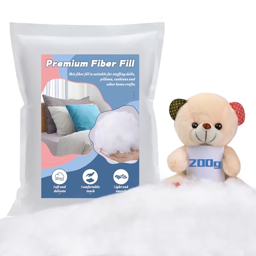 luokefe 200g Stuffing for Crochet, Soft Polyester Poly Filling Stuffing for Stuffed Animals, Fiber Fill Stuffing for Small Pillow Cushion Stuffing Stuffed DIY Stuffing Crafts /0.44lb