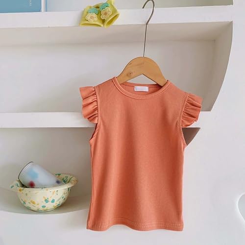 T-Shirt for Girls Lotus Leaf-Sleeved Candy Color Short-Sleeved Loose Fly-Sleeved T-Shirt Sumer Cute Tees Tops4