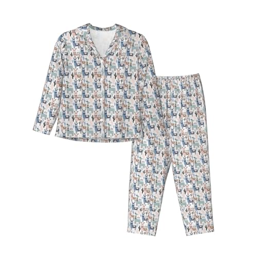 Pyjama lama alpaga manches longues contre le froid nocturne ensemble nuit femme confortable