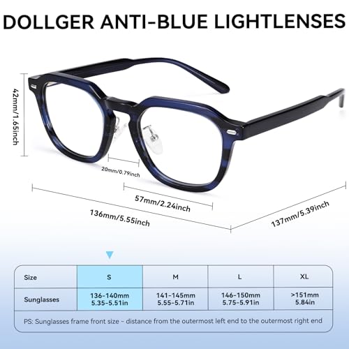Image of Dollger Blue Light Blocking Glasses For Woman Men Thick Acetate Frame Rectangle Square Lens Non-Prescription