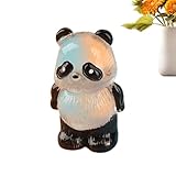 Mini-Pandas aus Harz, Landschaftsdekoration mit niedlichen Miniatur-Tieren – Tierfiguren leuchten im Dunkeln, exquisite handbemalte Pandafiguren für Freunde der Familie und L