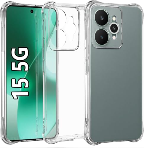 Image of REALCASE Silicone Realme 15 5G Back Cover Case, Scratch Resistant Protective Crystal Clear Transparent Shock Proof Bumper Back Cover Case for Realme 15 5G