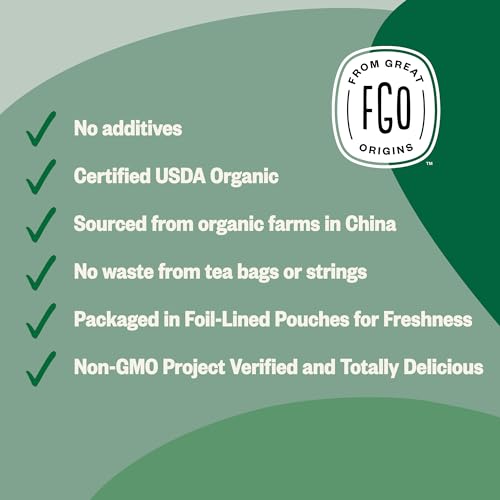 Image of FGO Organic Jasmine Pearl Green Tea, Four Ounce, Loose Leaf, Resealable Bag, Packaging May Vary (Pack of 1)