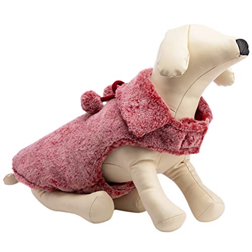 Hollypet Fleece and Cotton Extra Warm Pet Dog Jacket Dog Coat Cold Winter Windproof Vest Dog Cat Clothes, Red, Medium