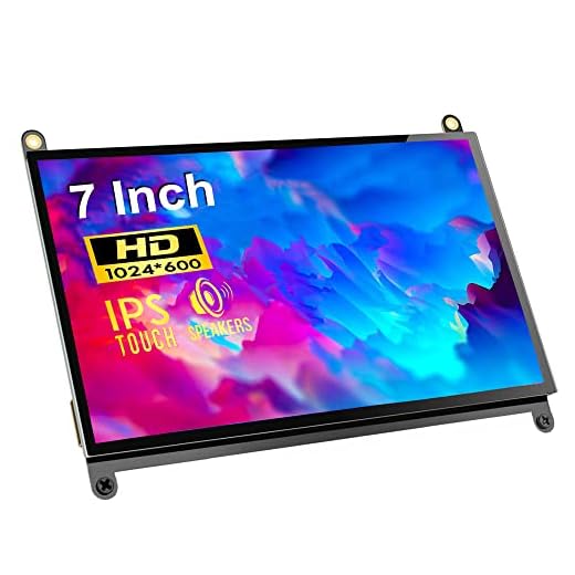 7 inch Monitor Raspberry Pi Display Raspberry Pi Screen Mini Monitor 1024 * 600 Portable HDMI Monitor for Raspberry Pi 4/3/2/Zero/B/B+ Win11/10/8/7 Raspbian Free Driver