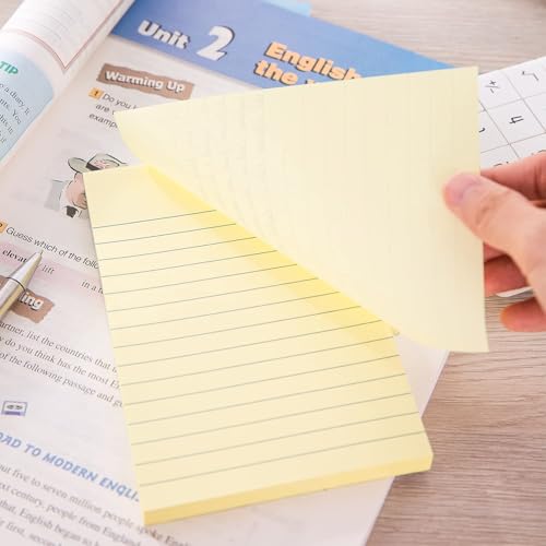 Image of Deli EA00752 Ruled Sticky Notes | 6 inchx4 inch Size Self Adhesive Notes, 100 Sheets Each (Pack of 2)