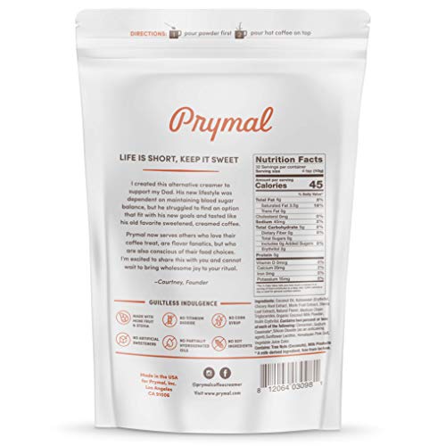 PRYMAL Coffee Creamer - Non Dairy, Keto, Sugar Free - 100% Natural, Non Refrigerated Powder with MCT - 11.3oz Bag - Pumpkin Spice Flavor
