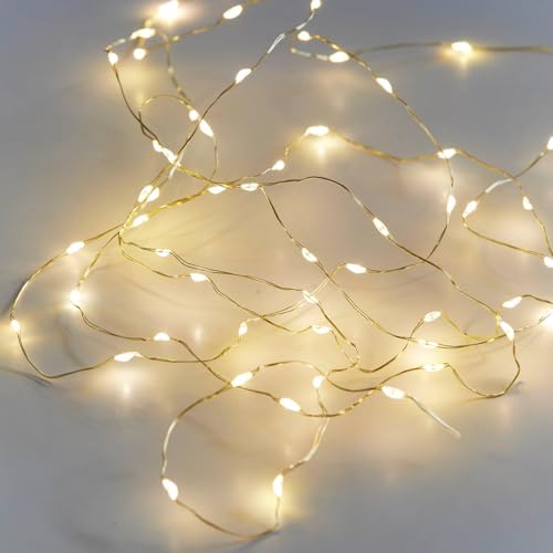 Talking Tables Guirlande Lumineuse Dorée 3 m avec 60 LED pour Mariage Noël et Décoration Intérieure - Cadeau de Luxe en Tissu et Fil Doré - Dimensions: 3...