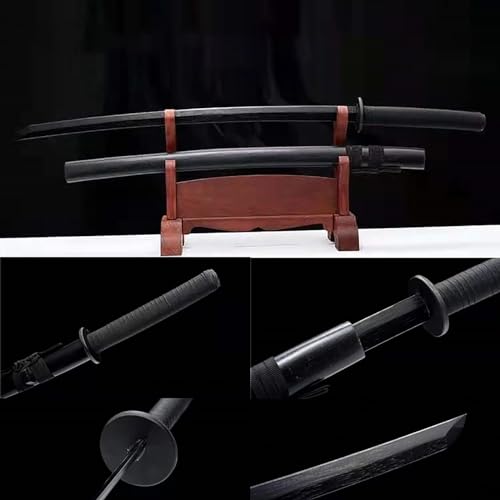 Katana de entrenamiento de madera de 104 cm,espada madera hecha a mano real,espada de práctica de artes marciales Kendo,adecuada para su uso en varios lugares espectáculos,juguetes para niños (negro)