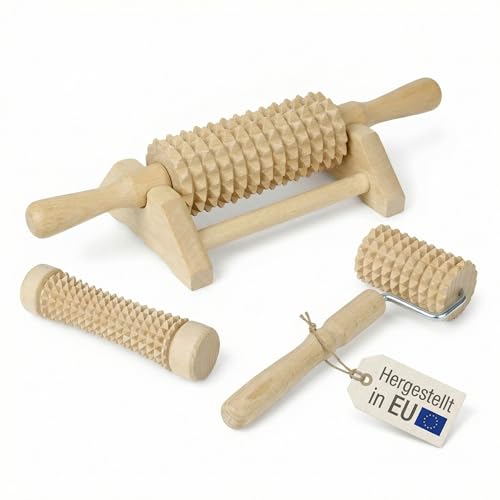 Lantelme Lot de 3 rouleaux de massage en bois Massage Wellness 4802 Rouleaux de massage pour pieds, mains, corps