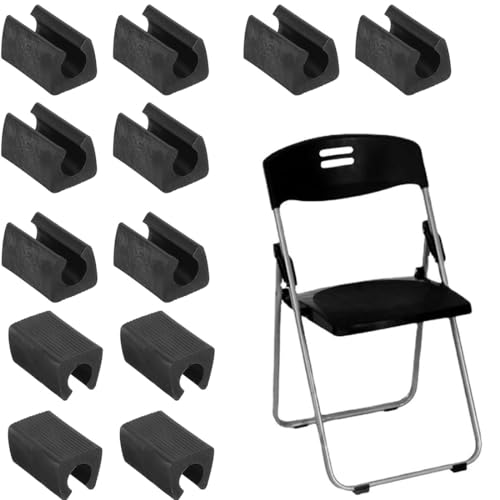 WKRTDY 12 Tapas para Piernas de Silla en Silicona con Abrazadera de Tubo en Forma de U, Cubiertas Antideslizantes para Muebles y Protectores de Piso, Evita Arañazos y Reduce Ruidos, Juego de 12 Pzas,