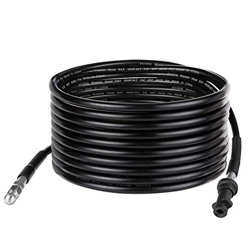 Ecoolda Sewer Jetter Hose for Karcher Pressure Washer, 1/4 Inch x 20 FT, 1/4 inch Quick Connect, 4400 PSI,Drain Cleaning Hose for Karcher K2-K7