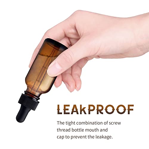 ZBCCEOB 24 Pack Amber Glass Dropper Bottle, 2 oz/60 ml with Dropper, Leak Proof Travel Dispenser Bottle for Essential Oils/Chemistry Laboratory Chemicals/Cologne and Perfume - Thumbnail 4